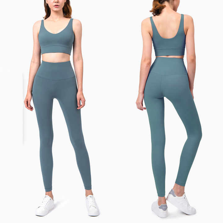 Frau Gym Top und Bottom High Stretch Sport BH und Gym Leggings Zweiteiler Set Großhandel