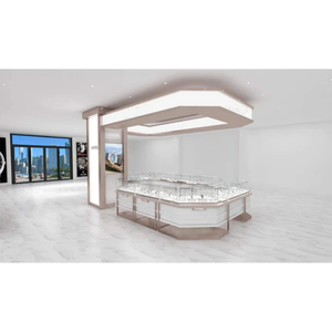 白色定制豪华立式木制手表店展示柜色板带锁