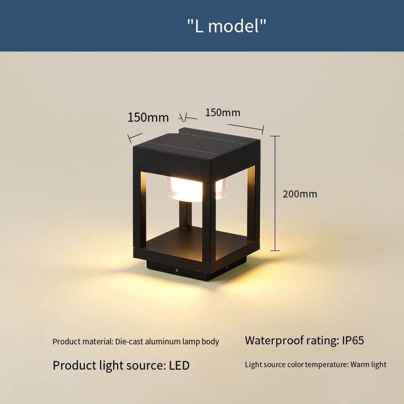 Lampe solaire de pelouse modèle L noire