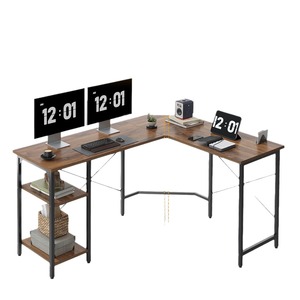 L形转角木质和金属桌面游戏电脑桌，适用于家庭办公室 - Product Image 1
