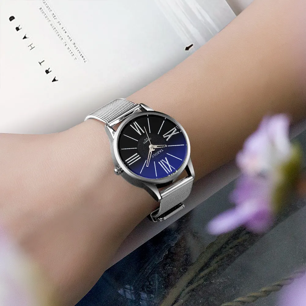 Yazole Z 315 نموذج جديد الأزياء ساعة كوارتز السيدات الحديثة النساء الإناث الساعات مع الأشرطة المعدنية تسمية خاصة