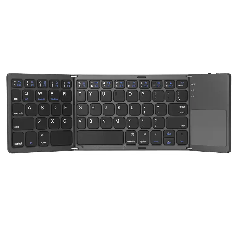 Gran oferta de teclado inalámbrico plegable para Ipad Laptop Tablet plegable 3 Triple Ultra Thin Slim teclado portátil Touchpad 64 teclas