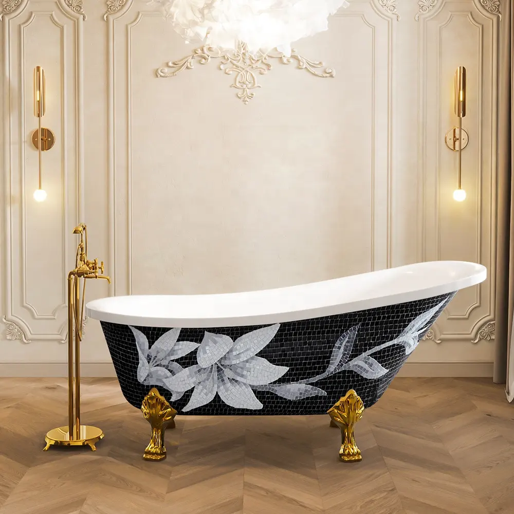 Fanwin Design italiano acrilico elegante ferro clawfoot di lusso freestanding vasca da bagno
