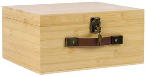 Lớn tre gỗ hộp lưu trữ với khóa bản lề Nắp PU da xử lý lưu trữ bằng gỗ Vali lưu niệm Stash ngực hộp trường hợp - Product Image 2