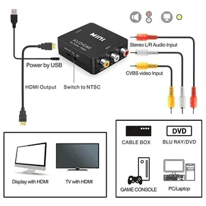 HD 1080P RCA AV a HDMI Converter Mini AV a HDMI RCA Compuesto CVBS Adaptador de audio y video para PS2/3 VCR DVD a TV con cable USB - Product Image 4