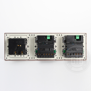 220V AC RS485 restablecer botón color gris pulido de aluminio material 3 conectado paneles de luz interruptor de control