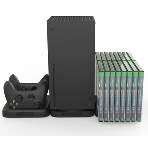 XboxシリーズXSコンソールゲームディスクホルダー用の2つのコントローラー充電ドックステーションを備えたXS07冷蔵庫冷却ファン垂直スタンド - Product Image 3