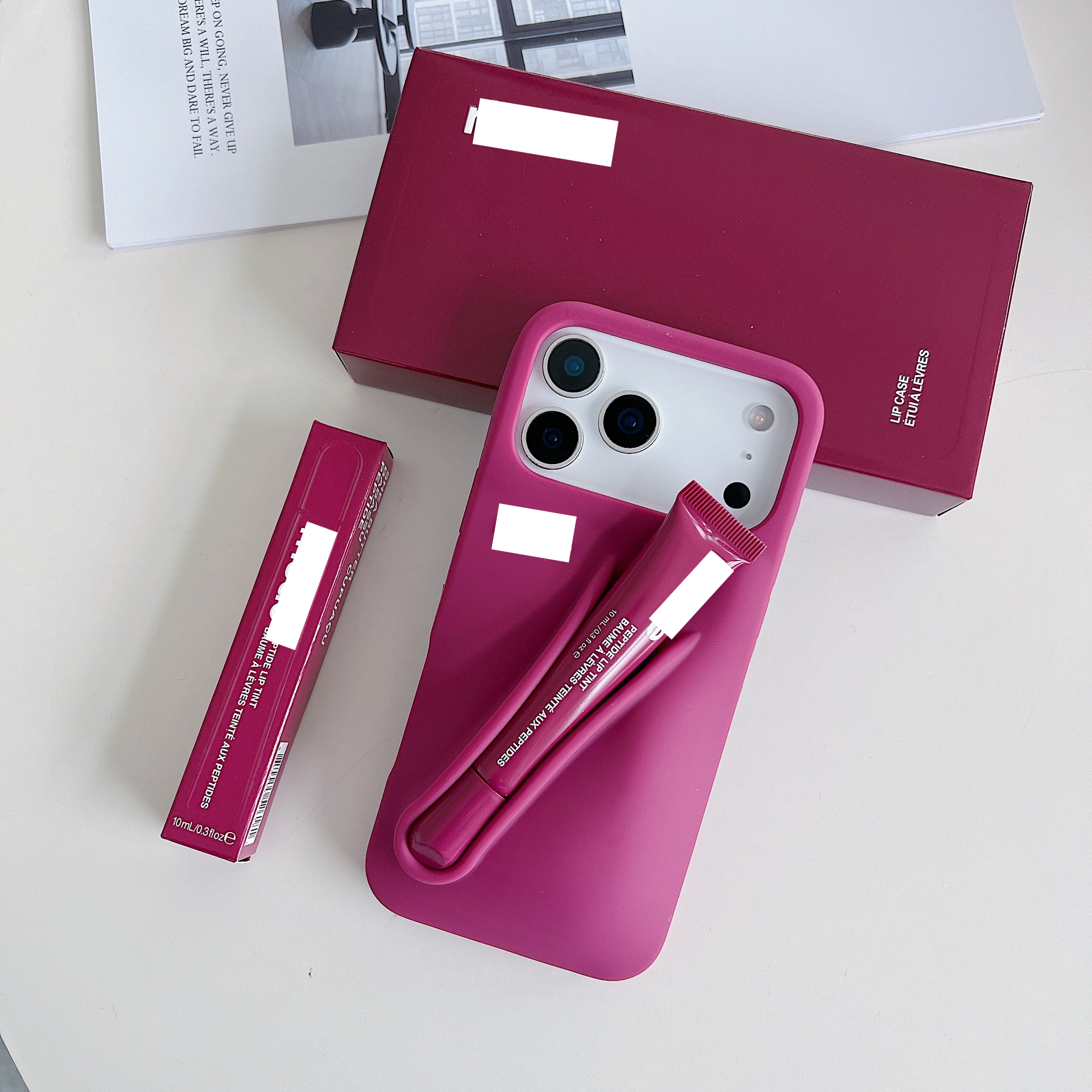 Coque de téléphone Gelée de Framboise (Violet) + gloss à lèvres + boîte d'emballage