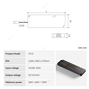 ไดรเวอร์ไฟ LED สำหรับตู้แบบติดตั้งง่าย ปรับแต่งได้ ใช้ไฟ 220V AC สำหรับไฟ LED <span class=keywords><strong>Strip</strong></span> ไดรเวอร์ LED DC12V 24V 36W 60W 120W พร้อมอะแดปเตอร์ - Product Image 6
