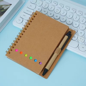 特注A5スパイラルバウンドノートペン付きクラフト紙粘着Notes-A6サイズノート取りと整理 - Product Image 3