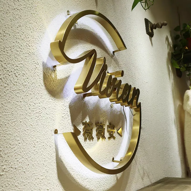 Logo putih akrilik gaya baru dengan lampu LED, logo komersial salon kecantikan, tanda butik dan toko tukang cukur