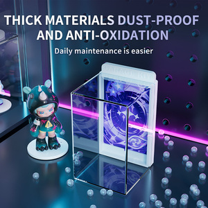 Mini figura de juguete moderna, caja de exhibición única, almacenamiento de plástico PET acrílico transparente multicapa con tarjeta, tipo apilable rectangular