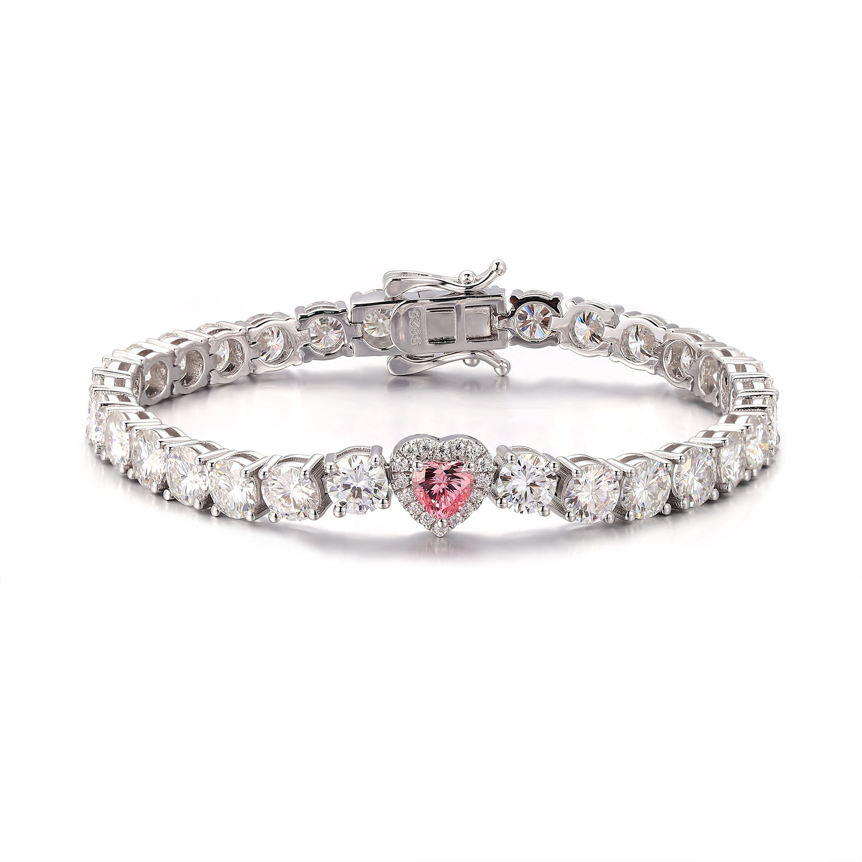 Bracelet en or blanc 18 carats avec diamants moissanite