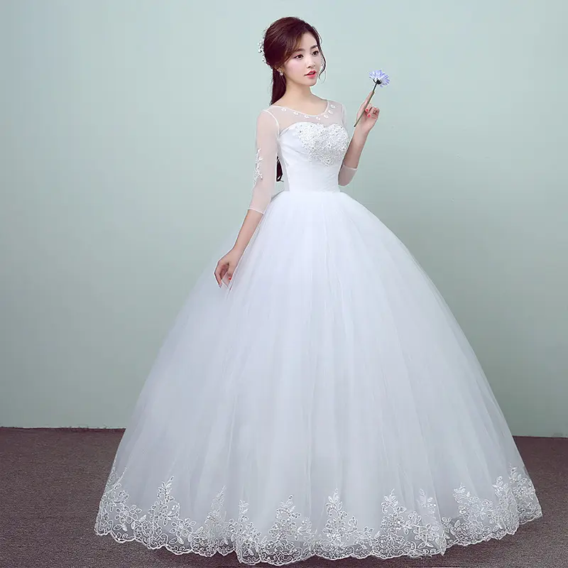 New Trắng Wedding Dress bán buôn công chúa Slim Bridal DRESS Wedding Dress