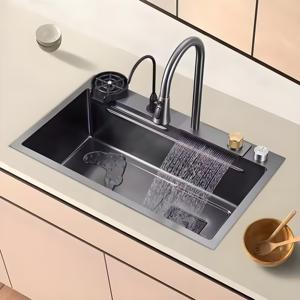 豪华厨房水槽不锈钢农家水槽带排水篮 - Product Image 2