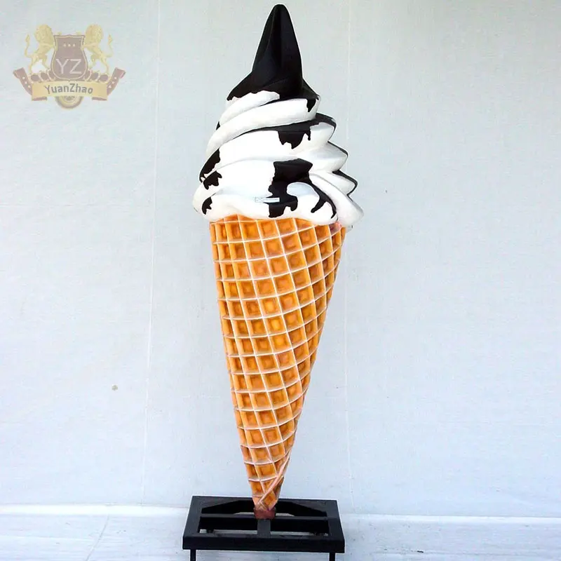 Grande scultura autoportante del gelato di fusione della vetroresina del cono della cialda per la decorazione del negozio