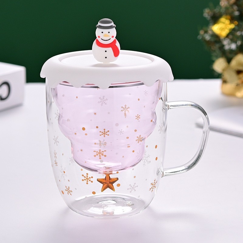 Sac à bulles rose, boîte individuelle, bonhomme de neige.