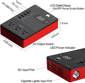 DC 12v 24v至AC 110v 220v汽车电源逆变器200W电源插座适配器离网纯正弦波太阳能逆变器 - Product Image 5