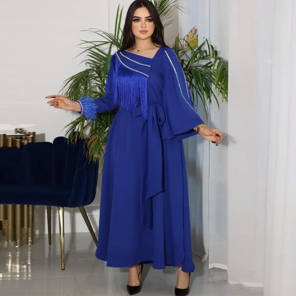 Das mulheres Borla Sequin Marroquino Caftan Marocain 2022 Árabe Dubai Abaya Kaftan Jalabiya Muçulmano Vestuário Étnico Festa Vestido Longo