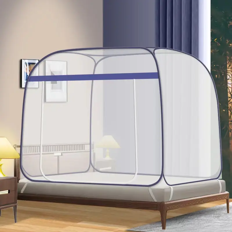 FS208 Moustiquaire de yourte carrée pour décoration de chambre d'adulte, rideau de tente de lit, moustiquaire avec cadre pour chambre à coucher