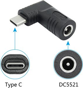 Right Angle DC <strong>5521</strong> <strong>to</strong> <strong>USB</strong> C Connector Adapter, 90 Degree PD 65W DC 5.5mm X 2.1mm <strong>to</strong> <strong>USB</strong> Type C Male Plug Power Charge Adapter - Product Image 2