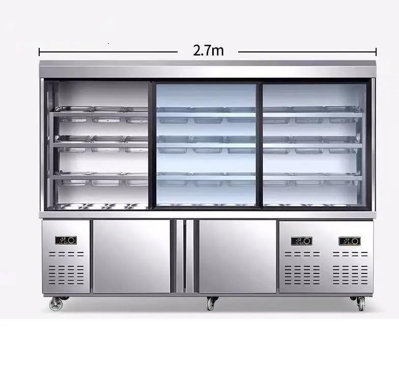 ตู้โชว์ไอศกรีมแบบผสมผสานสามประตู,ตู้เย็นแนวตั้งประหยัดพลังงานทำความเย็นได้อย่างรวดเร็ว