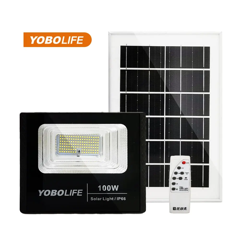 Hot Sale 100W Rechargeable Solar Floodlight Solar LED Light Outdoor IP66 OEM Garden Lighting Factory Price
