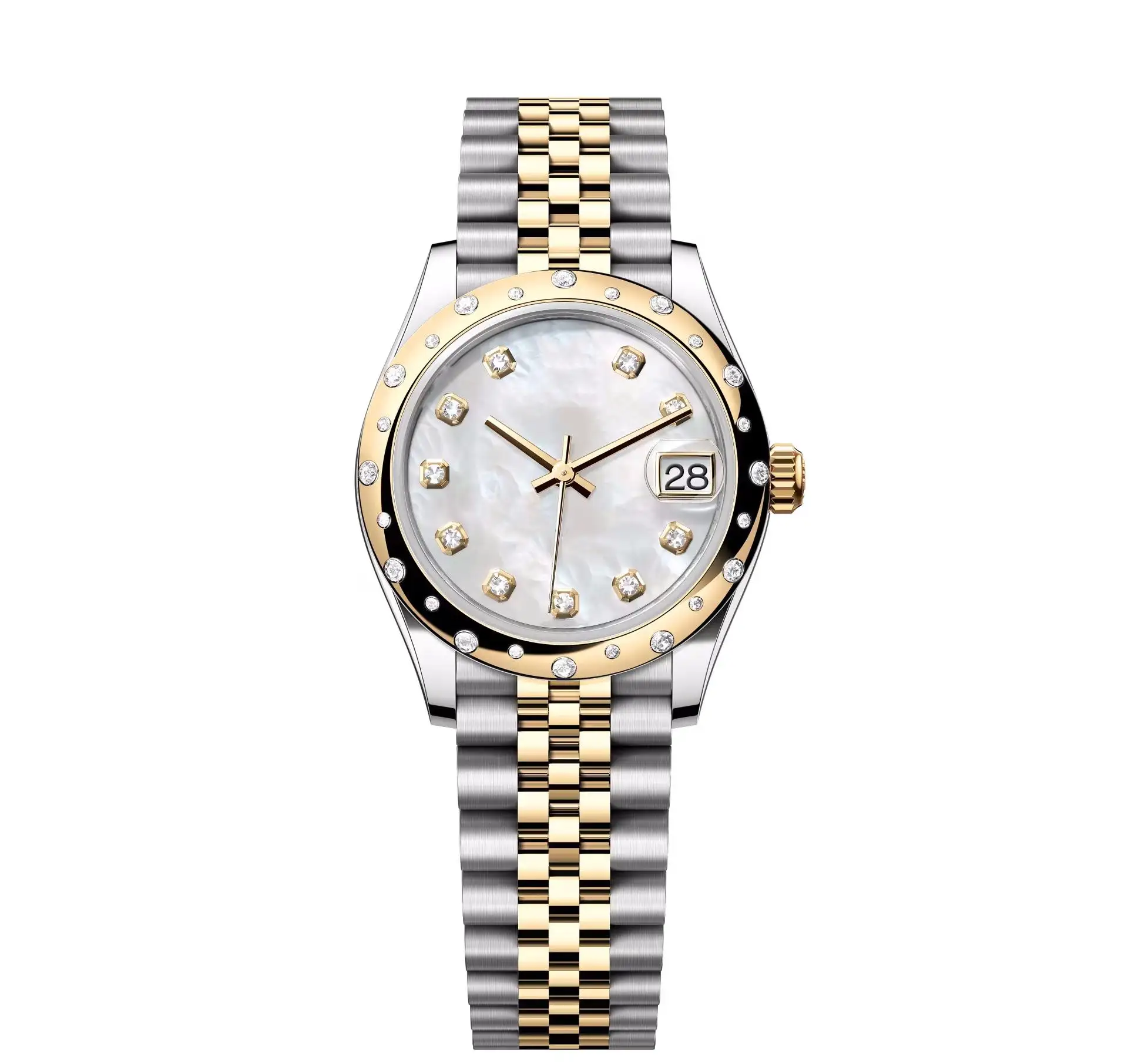 도매 깨끗한 공장 하이 퀄리티 럭셔리 자동 여성 시계 904L 스틸 밴드 손목 시계
