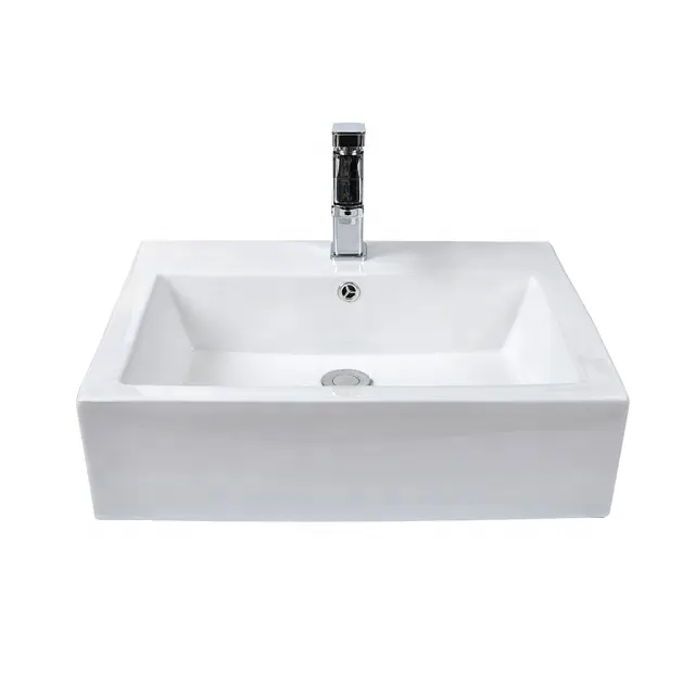 Lavabo da bagno in ceramica di alta qualità lavabo a mano rettangolare colore bianco Art lavabo