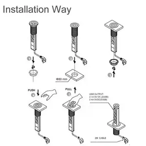 60MM UK Power Outlet Pop up <strong>Sockets</strong> Extension <strong>USB</strong>-C Tower <strong>Socket</strong> / Recessed Hidden Power <strong>Socket</strong> for Kitchen Worktops Desktop Hom - Product Image 5