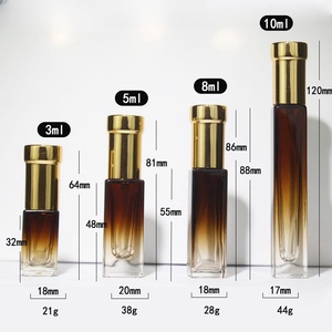 高度な3ml 5ml 10mlガラス香水瓶小型フラットスクエア勾配デザインポンプスプレーシール付き - Product Image 5