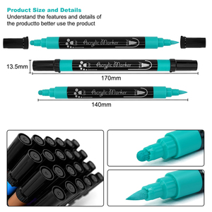 Khy 24 màu cao cấp kép tip Acrylic Bút Đánh Dấu thiết lập tùy chỉnh Gỗ gỗ vải đá đá sơn thủy tinh gốm mực vĩnh viễn - Product Image 2