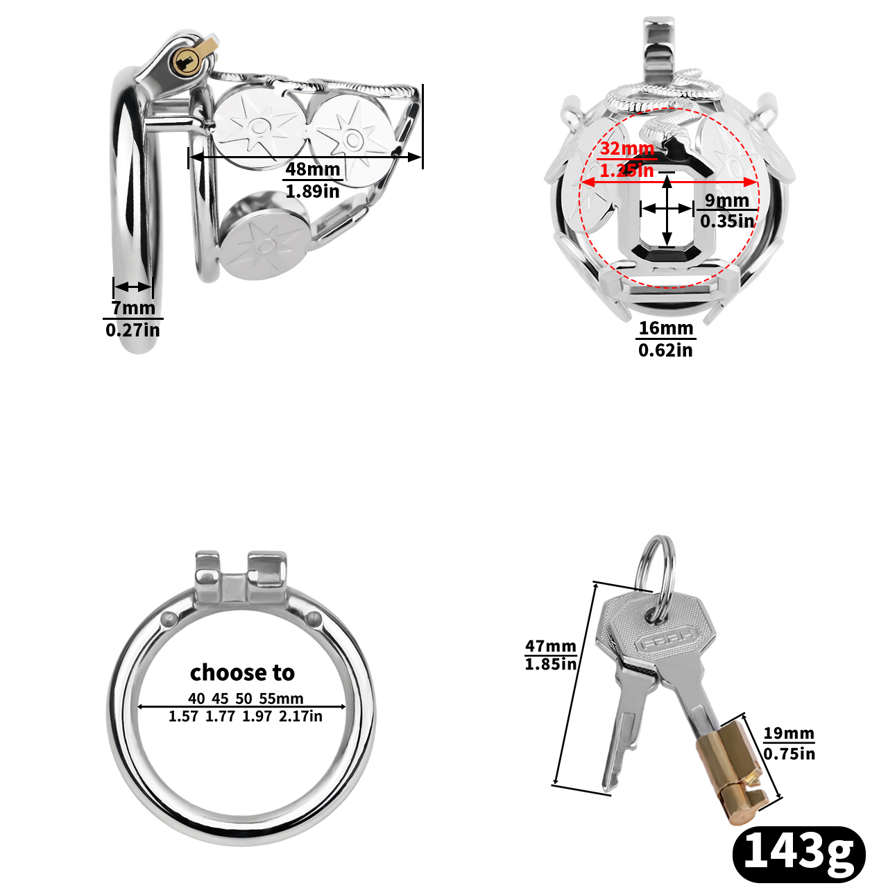Cage à bague ronde en argent -S-