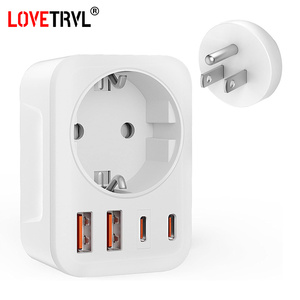 Charging <strong>Adapter</strong> <strong>EU</strong> to US <strong>Plug</strong> 5 in 1Wall Electric <strong>Multi</strong> Socket <strong>Adapter</strong> <strong>With</strong> 2 USB A+2 Type C Ports for USA Canada Germany <strong>Plug</strong> - Product Image 1