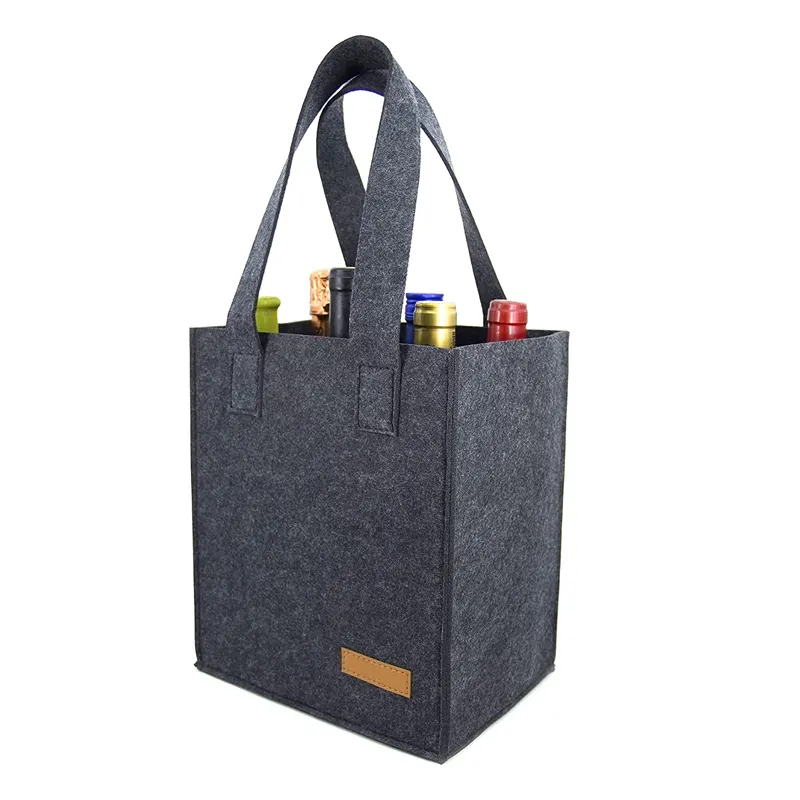 OEM 6 Bottle Wine Carrier Tote Reusable Grocery Bags for Travel Camping and Picnic Large Capacity Wine Tote Bag