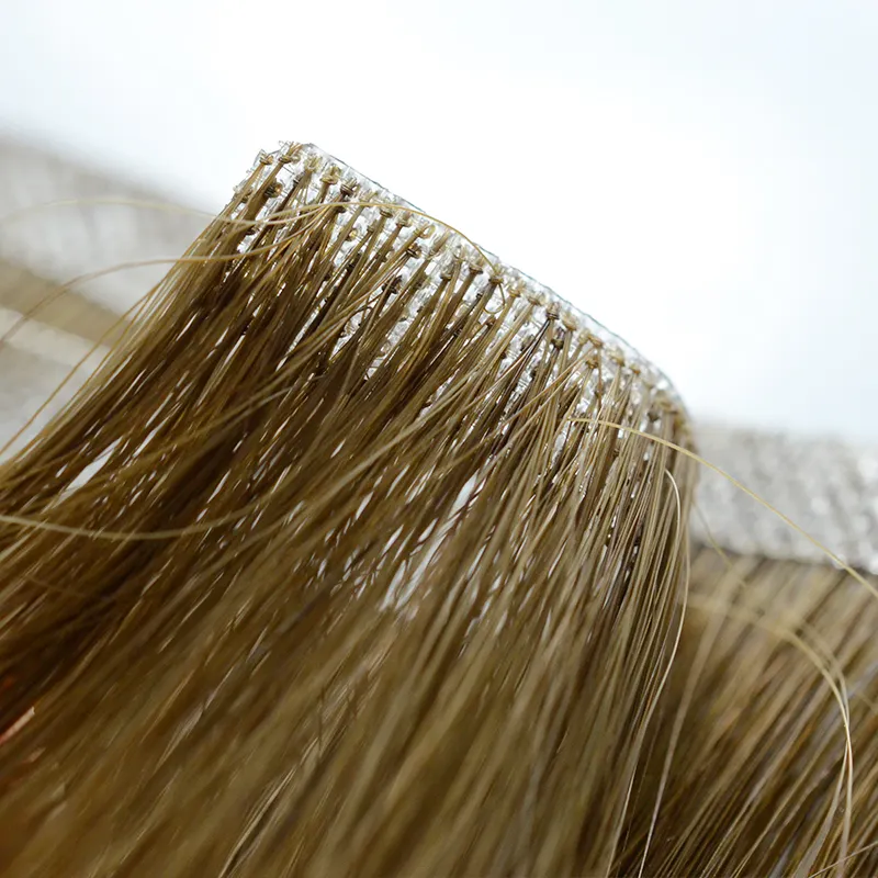 Estensioni dei capelli del nastro dell'iniezione della colla dei capelli umani del materiale dei capelli del tempio indiano grezzo