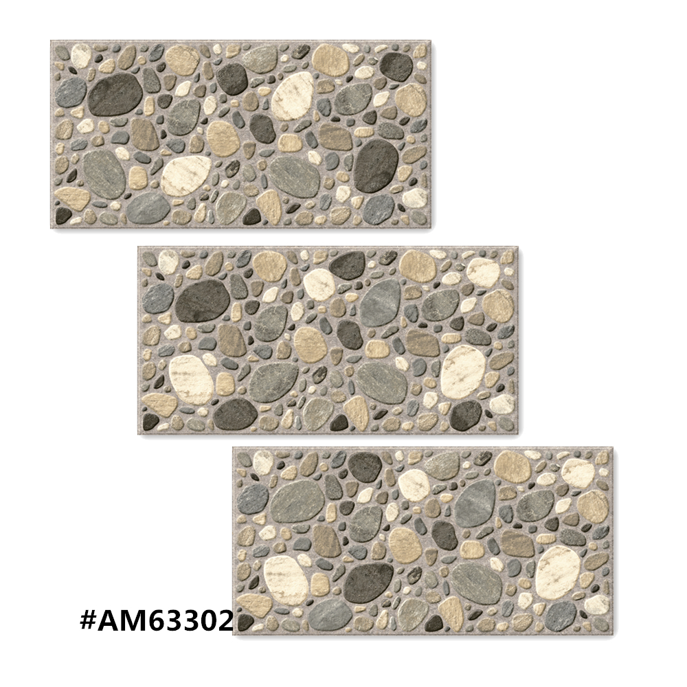 China Matte surface 3D Glazed Natural Stone Pebble Ceramic Floor tile 300x600mm/12"x24"