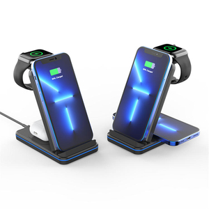 Schnell ladung Benutzer definierter Sensor 3 in 1 Licht 15W QI Schnell ladegerät Drahtloses Ladegerät für iPhone Android - Product Image 2