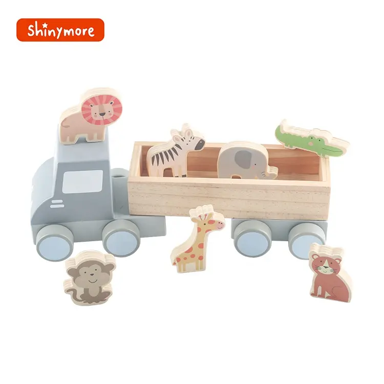 Vendita calda colorati per bambini per auto di legno precoce educativi divertenti giocattoli per bambini auto animale giocattolo del camion