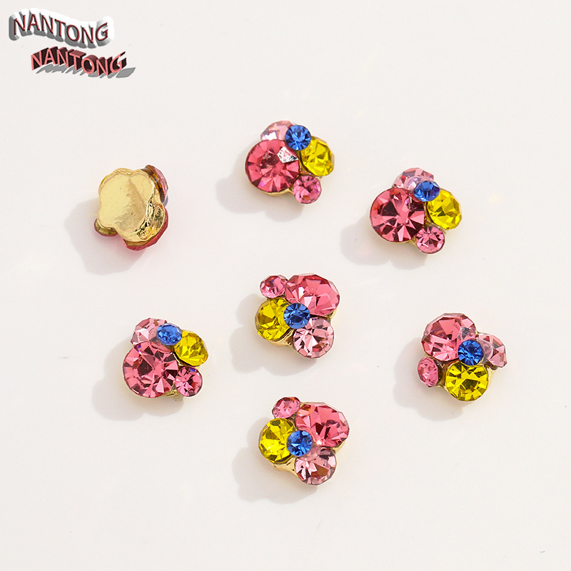 2 Rose Rose Diamant Jaune Bleu Rose