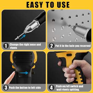 20 वी कार्लेस रिवेट गन किट 3 आकार (1/8 \ "5/32 \" 3/16 \ ") एल्यूमीनियम रिवेट्स ब्रशलेस मोटर नाक के टुकड़े का नेतृत्व किया - Product Image 5