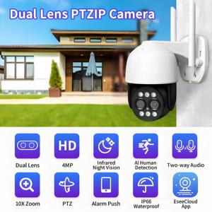8CH 2K Wifi CCTV-Überwachungs kamerasystem mit 10X Zoom PTZ Dome-Kamera für zu Hause