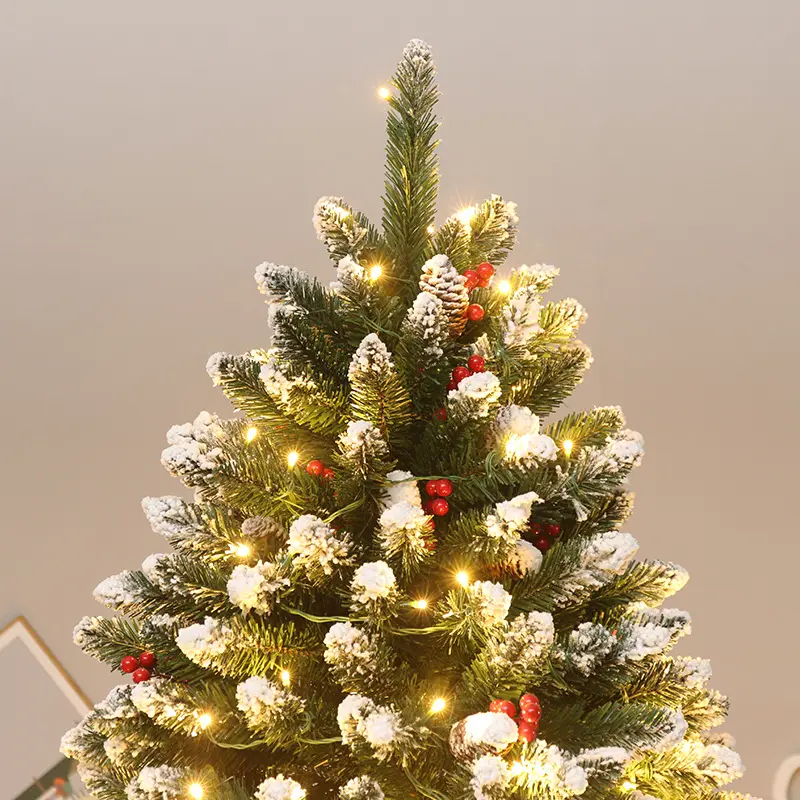 Spitz Weihnachts baum gebeizt weiß PE PVC rote Frucht mischen automatischen Baum mit Licht Weihnachts baum