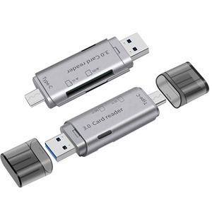 SD读卡器USB Type C USB 3.0 OTG存储卡适配器便携式2插槽，用于TF SD Micro Windows Linux PC笔记本电脑 - Product Image 1
