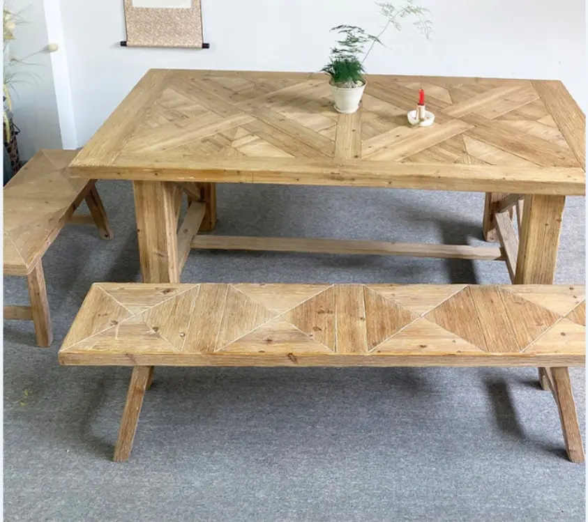 Mesa de centro de té de granja para el hogar, muebles de comedor de madera maciza de pino reciclado, nuevo diseño, 2023