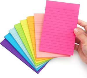 Plantillas de notas adhesivas reciclables con líneas de color al por mayor, papelería de oficina, Bloc de notas de pasta, blocs de notas 4x6 para uso en oficina