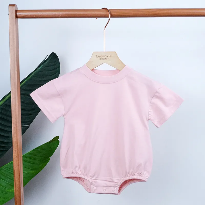 Camiseta de algodón 100%, mameluco de burbujas con cierre de botón, ropa de bebé de manga corta, mono de verano para bebé recién nacido