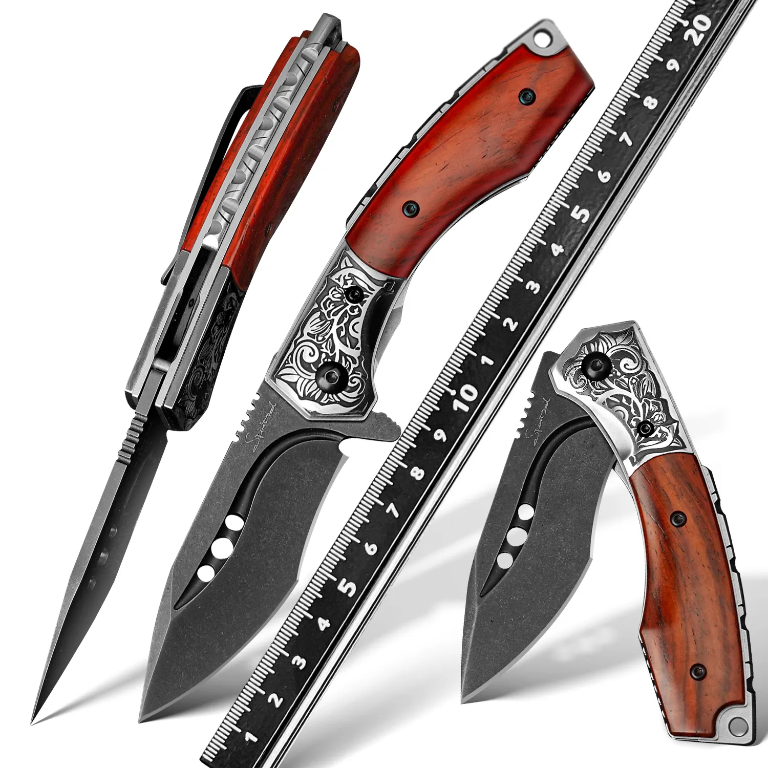 سكين جيب جديد قابل للطي مصنوع يدويًا ومستورد CPM-S35VN شفرة من الفولاذ المسحوق بمقبض من خشب الورد سكين قابل للطي للاستخدام الخارجي