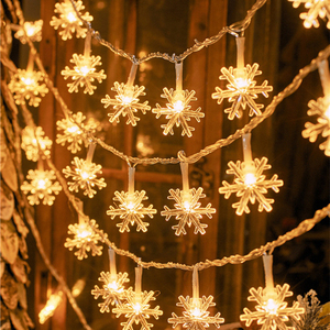 10/20/40pcs LED Cadena de luz al aire libre de copo de nieve de la secuencia Luz de Navidad LED copo de nieve hielo lámpara de hadas cortina luces de cadena - Product Image 1