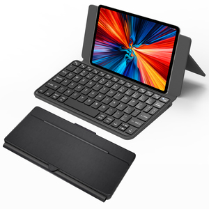 คีย์บอร์ดไร้สายแบบพกพาขนาดเล็ก QWERTY 3 ปุ่ม ไฟแบ็คไลท์ 7 สี ชาร์จซ้ำได้ พอร์ต <span class=keywords><strong>USB</strong></span> Type-C พร้อมขาตั้งในตัว สำหรับ iPad iPhone Z Fold - Product Image 1